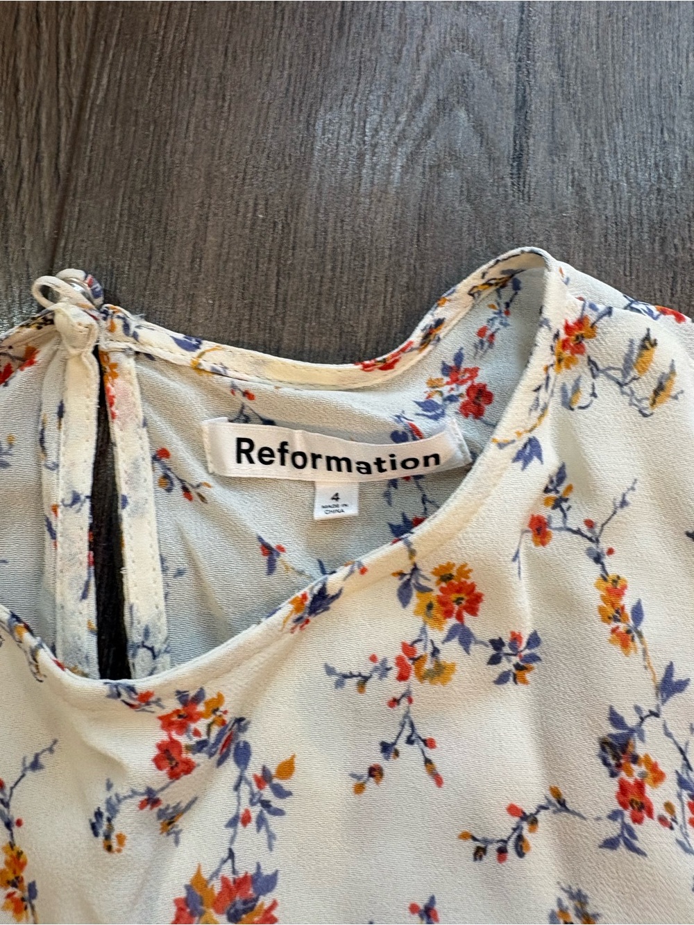 Reformation Cream Floral Minidress Size 4 - Picture 3 of 4